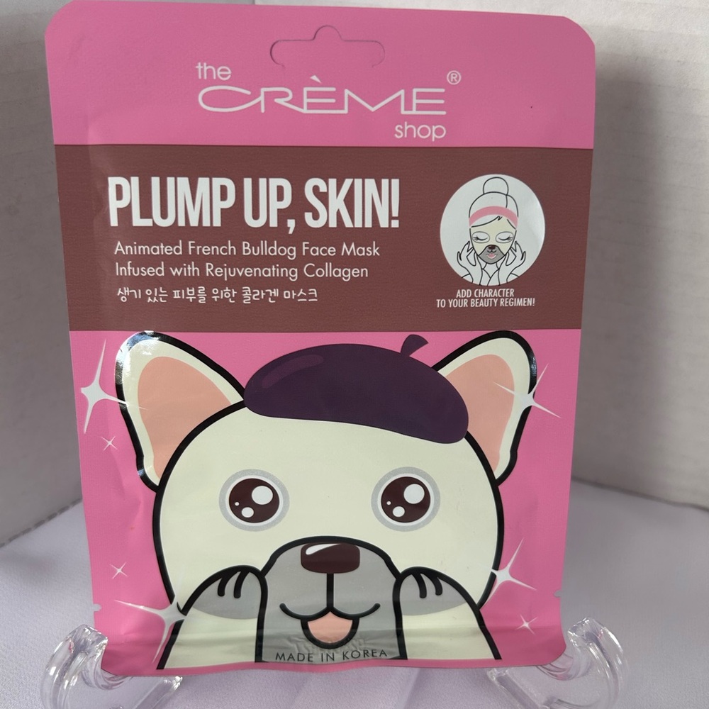 The Crème Shop Pink Bulldog Face Mask